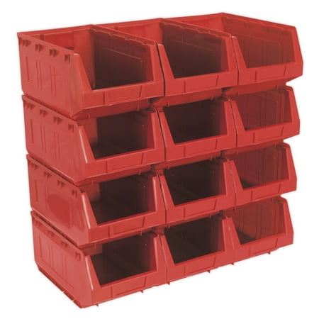Sealey Tps412R Plastic Storage Bin 209 X 356 X 164Mm - Red Pack Of 12