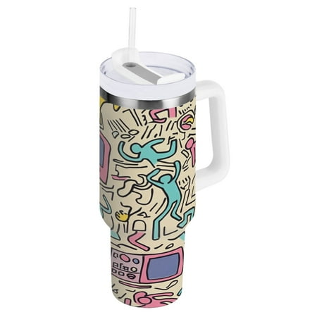 Stainless Steel Tumbler with Straw and Handle Double Wall Insulated Tumblers Colorful Abstract Pattern
Stainless Steel Tumbler with Straw and Handle Double Wall Insulated Tumblers Colorful Abstract Pattern
