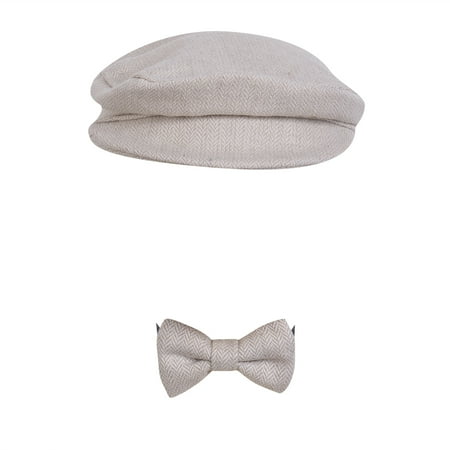 Lieserram Newborn Peaked Beanie Cap Hat+Bow Tie Photo Photography Prop Outfit Set Baby hat