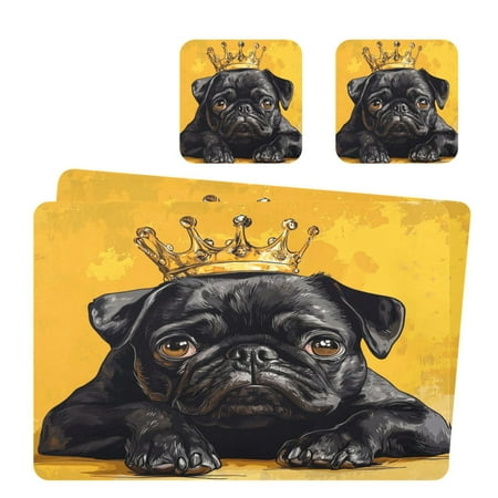 Wobogo Crown Black Pug Dog Placemats Coasters Set of 2 Heat-resistant Non-slip Easy to Clean Square Dinner Plate Mat
Wobogo Crown Black Pug Dog Placemats Coasters Set of 2 Heat-resistant Non-slip Easy to Clean Square Dinner Plate Mat