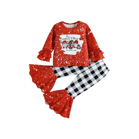 Raruxxin Toddler Girl Christmas Clothes Set Cartoon Print Long Sleeve Crew Neck Tops + Elastic Waist Plaid Patchwork Flare Pants
Raruxxin Toddler Girl Christmas Clothes Set Cartoon Print Long Sleeve Crew Neck Tops + Elastic Waist Plaid Patchwork Flare Pants