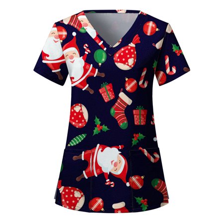 TAIAOJING Scrubs Top for Women Ladies Christmas Print Short Sleeve Pocket Loose Workwear Shirt Casual Blouses Blusas De
TAIAOJING Scrubs Top for Women Ladies Christmas Print Short Sleeve Pocket Loose Workwear Shirt Casual Blouses Blusas De