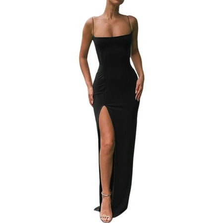 Women s Dresses for Cocktail Spaghetti Sling Square Neck Maxi Skirt High Split Solid Color Universal for Party Club L Black
Women s Dresses for Cocktail Spaghetti Sling Square Neck Maxi Skirt High Split Solid Color Universal for Party Club L Black