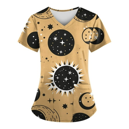 Sksloeg Scrub Tops Cartoon Printed V-Neck Universe Patterned Workwear With Pockets Shirts Nursing Working Uniform Yellow XXL
Sksloeg Scrub Tops Cartoon Printed V-Neck Universe Patterned Workwear With Pockets Shirts Nursing Working Uniform Yellow XXL