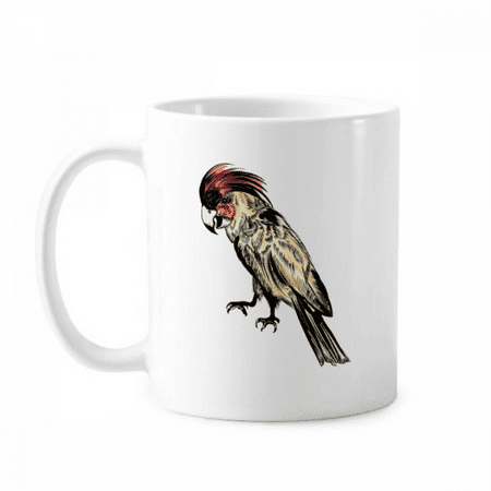 Yellow Feather Parrot Bird Mug Pottery Cerac Coffee Porcelain Cup Tableware