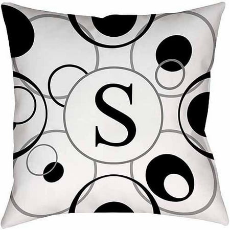 Thumbprintz Circle Variations Monogram Black and White Decorative Pillows