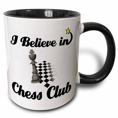 3dRose I Believe In Chess Club - Two Tone Black Mug 11-ounce