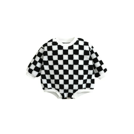 Nokpsedcb Baby Girl Boy Checkerboard Sweatshirt Romper Long Sleeve Onesie Crewneck Sweater Tops Warm Infant Clothes Black White 6-12 Months
Nokpsedcb Baby Girl Boy Checkerboard Sweatshirt Romper Long Sleeve Onesie Crewneck Sweater Tops Warm Infant Clothes Black White 6-12 Months