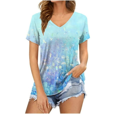 Summer Women s Tops V-Neck Floral Print Short Sleeve Casual Loose All-match T-shirt Going Out Tops
Summer Women s Tops V-Neck Floral Print Short Sleeve Casual Loose All-match T-shirt Going Out Tops
