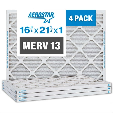 Aerostar 16 3/8 x 21 1/2 x 1 MERV 13 Pleated Air Filter AC Furnace Air Filter 4 Pack
Aerostar 16 3/8 x 21 1/2 x 1 MERV 13 Pleated Air Filter AC Furnace Air Filter 4 Pack