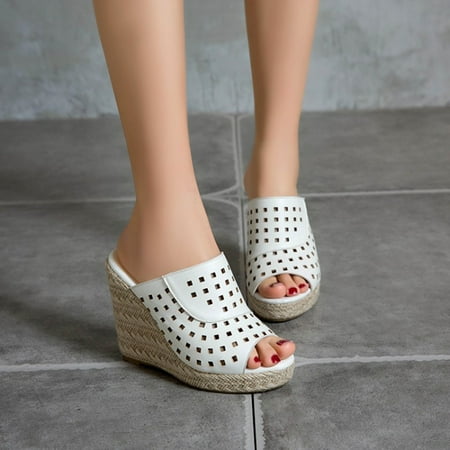 ZHELIYO Women s sandals Ladies Fashion Summer Solid Color Hollowed Out Leather Open Toe Sloping Heel Thick Sole Sandals White 7
ZHELIYO Women s sandals Ladies Fashion Summer Solid Color Hollowed Out Leather Open Toe Sloping Heel Thick Sole Sandals White 7