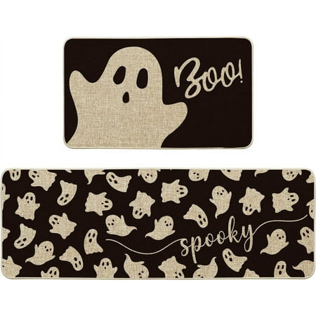 Spooky Ghosts Boo Halloween Kitchen Mats Set of 2 Black Home Decor Low-Profile Kitchen Rugs for Floor - 17x29 and 17x47 Inch
Spooky Ghosts Boo Halloween Kitchen Mats Set of 2 Black Home Decor Low-Profile Kitchen Rugs for Floor - 17x29 and 17x47 Inch