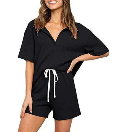 Bomotoo Women Lounge Sets Short Sleeve Jogger Set Solid Color Two Piece Outfit Loungewear Pajamas Sports Sleepwear Black M
Bomotoo Women Lounge Sets Short Sleeve Jogger Set Solid Color Two Piece Outfit Loungewear Pajamas Sports Sleepwear Black M