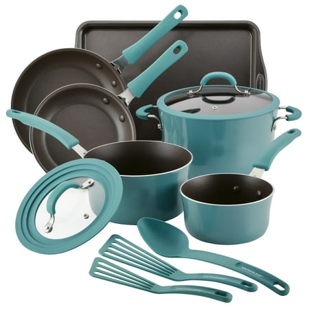 Rachael Ray Cook + Create Aluminum Nonstick Cookware Set 11-Piece Agave Blue