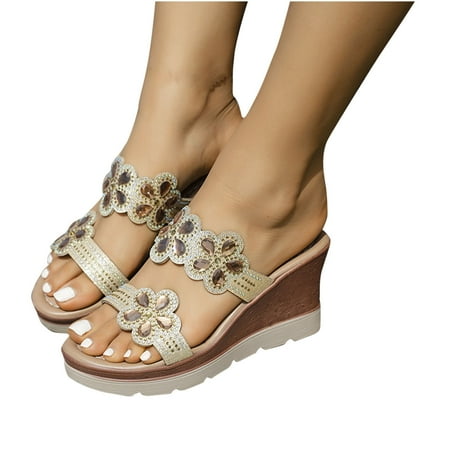 WQJNWEQ Sandals Women Summer New Retro Casual Flower Water Diamond High Heel Straight Slope Heel Slippers
WQJNWEQ Sandals Women Summer New Retro Casual Flower Water Diamond High Heel Straight Slope Heel Slippers