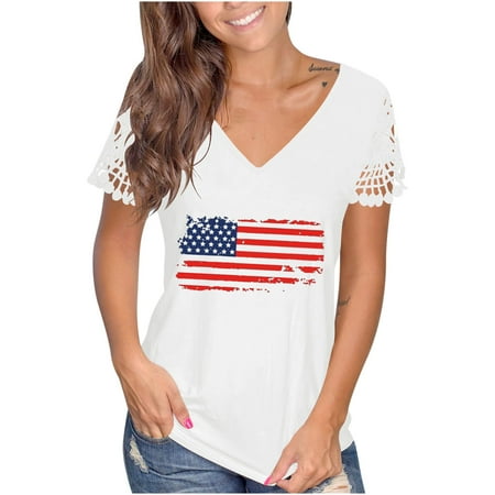 Summer Women V Neck Tshirt Tops USA Flag Print Loose Casual Tunic Tees Lady Sexy Short Sleeve Comfy Workout Blouses
Summer Women V Neck Tshirt Tops USA Flag Print Loose Casual Tunic Tees Lady Sexy Short Sleeve Comfy Workout Blouses