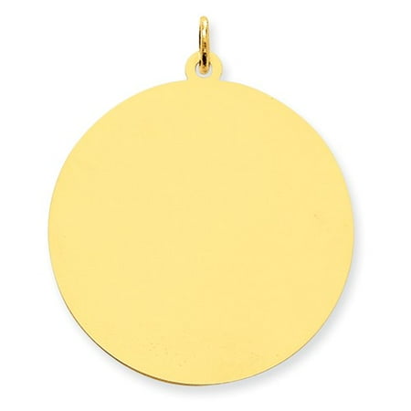 14k Yellow Gold Engravable Round Disc Charm (1.5in long x 1.2in wide)
