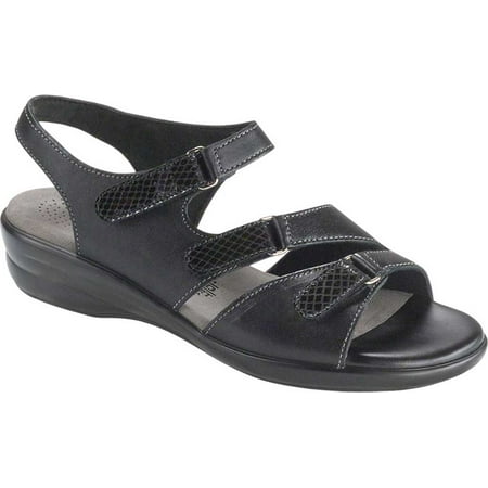 Women s SAS Tabby Strappy Sandal Black Leather 6.5 W