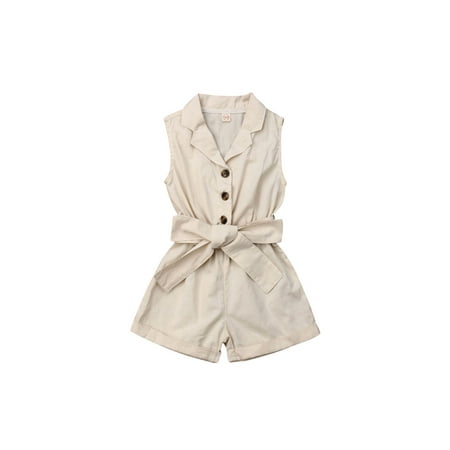 Licupiee Kids Girls Jumpsuit Outfits Soild Button Sleeveless Romper Jumpsuits Shorts Playsuit with Belt 
Licupiee Kids Girls Jumpsuit Outfits Soild Button Sleeveless Romper Jumpsuits Shorts Playsuit with Belt