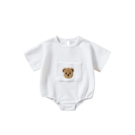 Baby Boys Girls Summer Romper Short Sleeve Crew Neck Bear Embroidery Waffle Bodysuit
Baby Boys Girls Summer Romper Short Sleeve Crew Neck Bear Embroidery Waffle Bodysuit