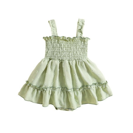 Summer Baby Girls Sleeveless Jumpsuit Casual Swiss Dot Ruched Spaghetti Strap Romper Dress for Toddler Newborn
Summer Baby Girls Sleeveless Jumpsuit Casual Swiss Dot Ruched Spaghetti Strap Romper Dress for Toddler Newborn