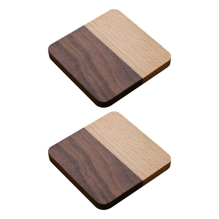 Geruite 2PCS Solid Wooden Coasters Heat Insulation Drink Wine Tea Coaster