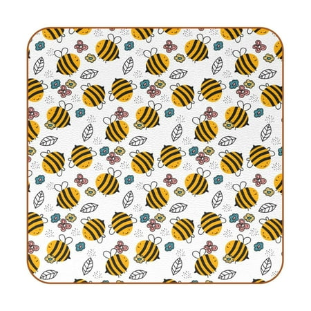 OWNTA Cute Cartoon Bees Pattern Premium 6-Piece Square Coaster Set in Microfiber Leather - Non-Slip & Absorbent Cup Mats
OWNTA Cute Cartoon Bees Pattern Premium 6-Piece Square Coaster Set in Microfiber Leather - Non-Slip & Absorbent Cup Mats