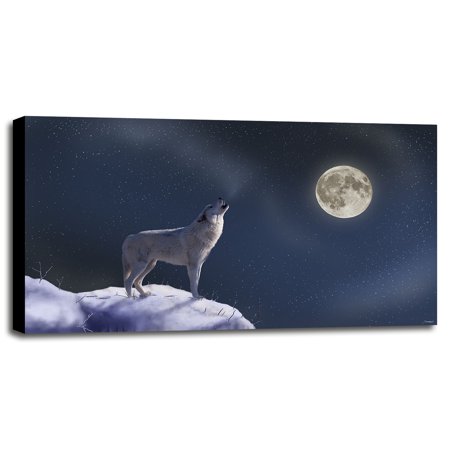 Moon Dog-GORSEM140542 Print 13.5"x23.75" by Gordon Semmens in a Canvas Stretched in Black Frame