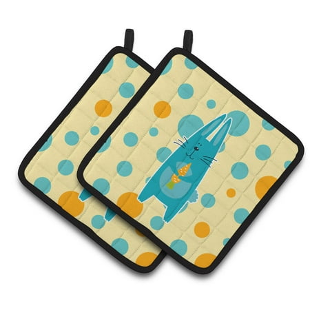 Caroline s Treasures Polkadot Rabbit Pair of Pot Holders