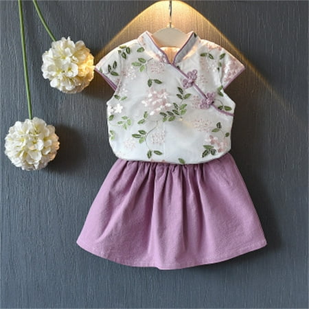 Tejiojio Girls and Toddlers Soft Cotton Clearance Toddler Kids Baby Girl Outfits Clothes Embroidery Cheongsam Shirt Top+Skirt Set
Tejiojio Girls and Toddlers Soft Cotton Clearance Toddler Kids Baby Girl Outfits Clothes Embroidery Cheongsam Shirt Top+Skirt Set