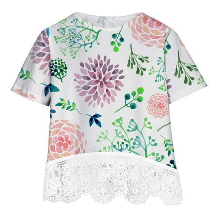 HBYJLZYG T-Shirt Tops For Girls Toddler Baby Girls Round Neck Lace Polka Dots Floral Print Short Sleeve Cotton Summer Tops Gift 3-14 Years
HBYJLZYG T-Shirt Tops For Girls Toddler Baby Girls Round Neck Lace Polka Dots Floral Print Short Sleeve Cotton Summer Tops Gift 3-14 Years