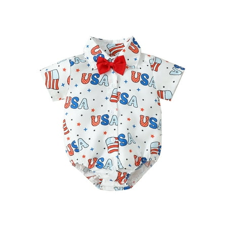Binwwede 4th of July Baby Boys Rompers Flag Letter Print Bowtie Turn-Down Collar Short Sleeve Infant Gentleman Bodysuits Summer Jumpsuits
Binwwede 4th of July Baby Boys Rompers Flag Letter Print Bowtie Turn-Down Collar Short Sleeve Infant Gentleman Bodysuits Summer Jumpsuits