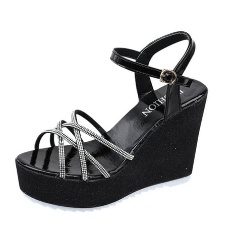 Dyfzdhu Ladies Fashion Summer Rhinestone Interlaced Strap Buckle Wedge Heel Open Toe Sandals
Dyfzdhu Ladies Fashion Summer Rhinestone Interlaced Strap Buckle Wedge Heel Open Toe Sandals