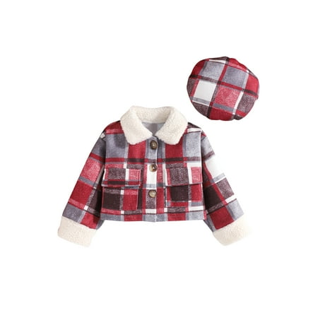 Kids Toddler Boys Girls Flannel Plaid Shirt Jacket Long Sleeve Button Down Shacket Coats with Beret Hat Fall Winter Clothes
Kids Toddler Boys Girls Flannel Plaid Shirt Jacket Long Sleeve Button Down Shacket Coats with Beret Hat Fall Winter Clothes