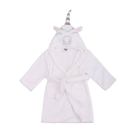 Girls Sleepwear Animal Plush Hooded Bathrobe Unicorn White XL(10-12 Years)