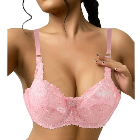 

Aayomet Push Up Bras for Women Women s Sexy 1/2 Cup Lace Bra Balconette Mesh Underwired Demi Shelf Bra Unlined See Through Bralette Pink 75E