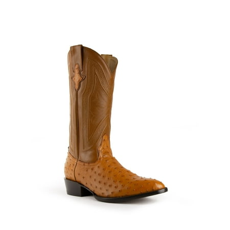 Men s Ferrini Colt Full Quill Ostrich Boots Handcrafted Cognac