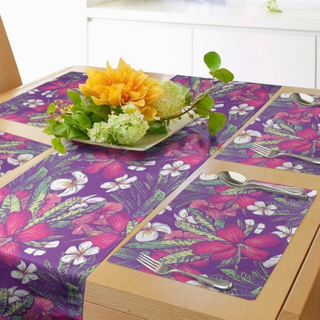 Floral Table Runner & Placemats Pattern of Exotic Hibiscus White Flowers Leaves Pale Tone Illustration Set for Dining Table Decor Placemat 4 pcs + Runner 14 x90 Pink and Pale Green by Ambesonne
Floral Table Runner & Placemats Pattern of Exotic Hibiscus White Flowers Leaves Pale Tone Illustration Set for Dining Table Decor Placemat 4 pcs + Runner 14 x90 Pink and Pale Green by Ambesonne