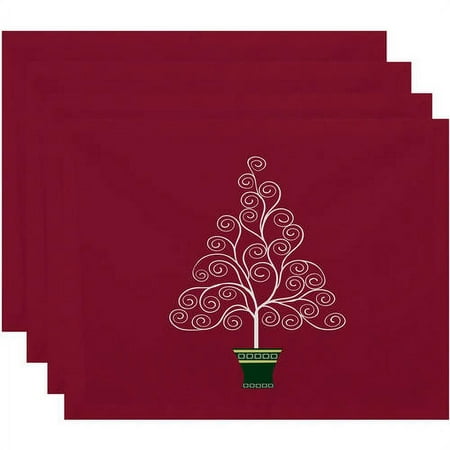 Holiday Essence Filigree Tree Geometric Print Placemat