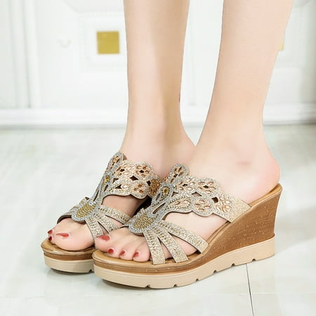 Fidelma Women s sandals Women Ladies Crystal Wedges Thick Peep Toe Casual Sandals Slippers Shoes Gold-38
Fidelma Women s sandals Women Ladies Crystal Wedges Thick Peep Toe Casual Sandals Slippers Shoes Gold-38