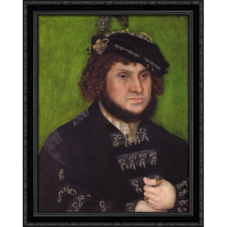 Portrait of Duke Johann der Bestandige of Saxony 28x36 Large Black Ornate Wood Framed Canvas Art by Lucas Cranach the Elder