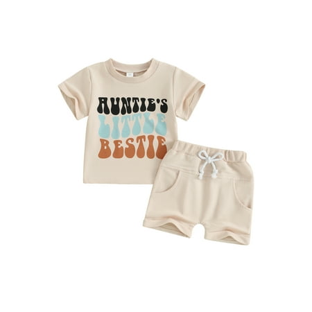 Bslissey Toddler Baby Boys Girls Summer 2Pcs Outfits Short Sleeve Letter Print T-shirt Tops with Solid Color Shorts 6M 12M 18M 24M 3T Infant Casual Shorts Sets
Bslissey Toddler Baby Boys Girls Summer 2Pcs Outfits Short Sleeve Letter Print T-shirt Tops with Solid Color Shorts 6M 12M 18M 24M 3T Infant Casual Shorts Sets