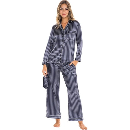 Alexander Del Rossa Womens Pajamas Black Striped White Piping 3X