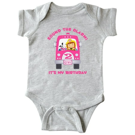 Inktastic Fire Truck Girl 2nd Birthday Gift Baby Girl Bodysuit
