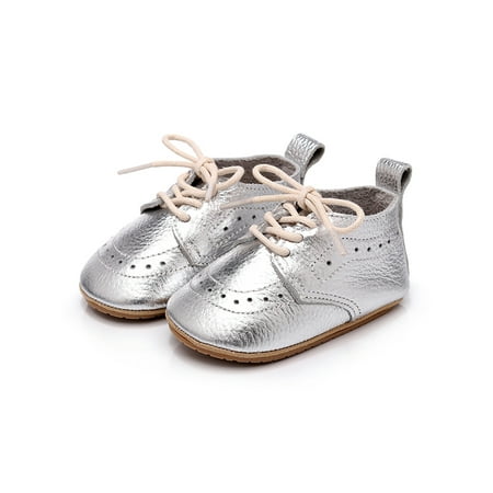 Gomelly Unisex Baby Flats Lace Up Crib Shoe Prewalker First Walking Shoes Comfort Ankle Booties Toddler Boys & Girls Newborn Sneaker Leather Silver 4C
Gomelly Unisex Baby Flats Lace Up Crib Shoe Prewalker First Walking Shoes Comfort Ankle Booties Toddler Boys & Girls Newborn Sneaker Leather Silver 4C