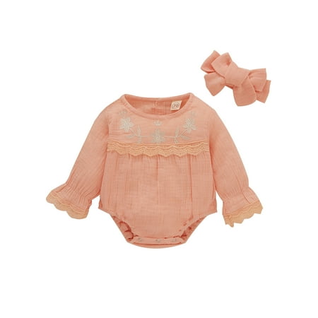 elfinBE Newborn Baby Infant Girl Solid Long Sleeve One-Piece Embroidered Romper And Hairband Two-pieces Outfits Set 0-12M
elfinBE Newborn Baby Infant Girl Solid Long Sleeve One-Piece Embroidered Romper And Hairband Two-pieces Outfits Set 0-12M