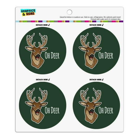 Oh Deer Dear Funny Refrigerator Fridge Locker Vinyl Circle Magnet Set