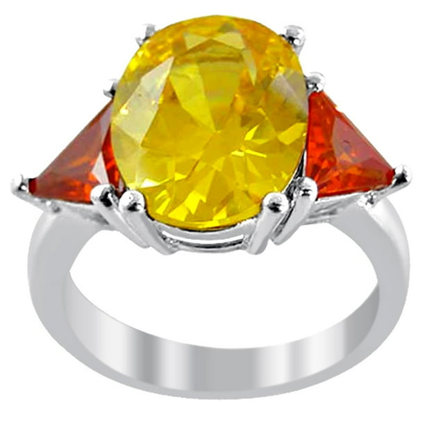 Trinity 7.8 Ctw Oval, Trillion Cubic Zirconia 925 Sterling Silver Ring For Women's By Orchid Jewelry