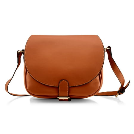 Fashion Women Crossbody Handbag PU Leather Shoulder Bag Tote Purse Ladies Satchel Messenger Hobo Bags - Brown