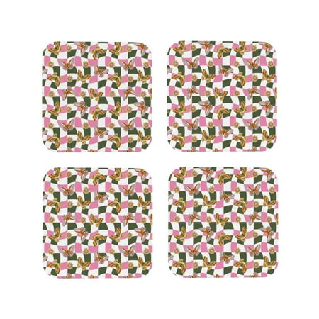 Yiaed Abstract Pink Plaid Butterfly Print Leather Coasters for Drinks - Cup Coasters Coffee Table Kitchen Table Bar Home & Office Gifts Handmade Drink Coasters-Square
Yiaed Abstract Pink Plaid Butterfly Print Leather Coasters for Drinks - Cup Coasters Coffee Table Kitchen Table Bar Home & Office Gifts Handmade Drink Coasters-Square